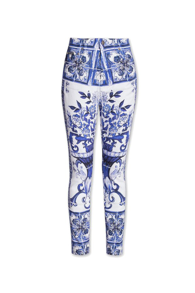 Dolce & Gabbana Majolica Print High-rise Skinny Jeans In Multicolor