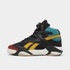 Reebok Shaq Attaq Man Sneakers Black Size 12 Soft Leather In Core Black/dark Sable/luxe Blue