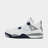 Nike Jordan Little Kids' Air Retro 4 Basketball Shoes In White/midnight Navy/light Smoke Grey