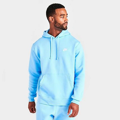 Nike Sportswear Club Fleece Embroidered Hoodie Size X-large In Blue Chill/blue Chill/white