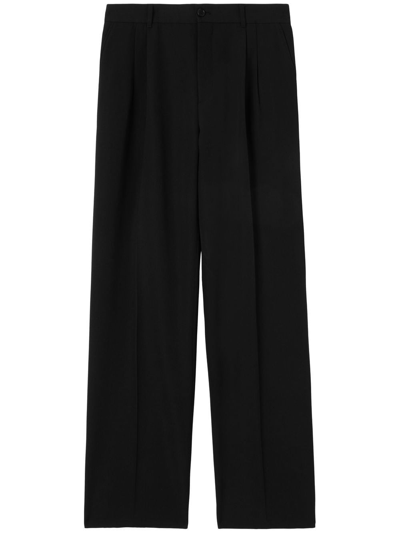 Burberry Wide-leg Pleated Trousers In Black