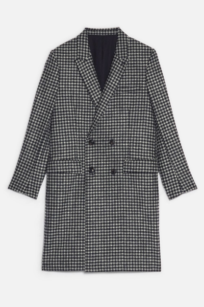 Ami Alexandre Mattiussi Double Breasted Checked Coat In Grey