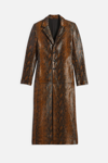 AMI ALEXANDRE MATTIUSSI LONG LEATHER FITTED COAT