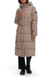 Noize Mara Belted Maxi Puffer Coat With Removable Hood In Cream