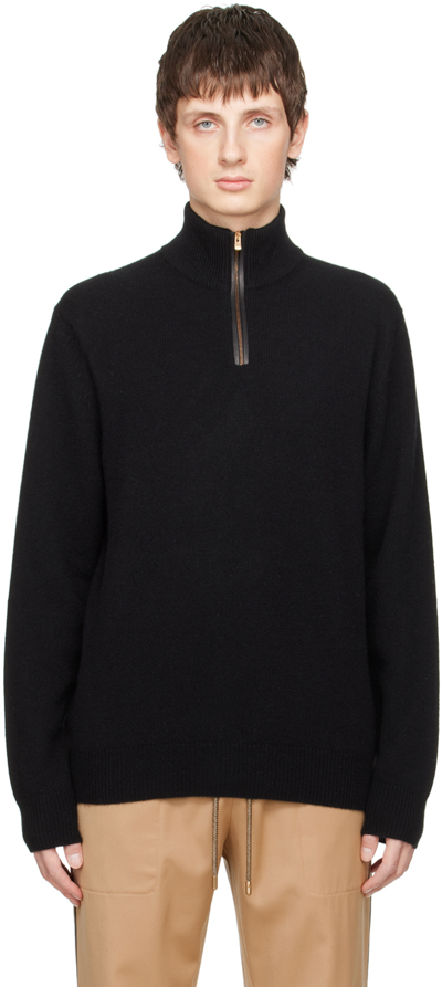 Agnona Black Zip High Neck Sweater In K09 Black