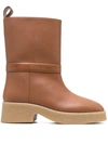 Stella Mccartney Skyla Rain Boots In Leather Brown
