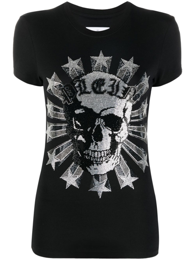 Philipp Plein Sexy Pure-fit Skull Strass T-shirt In Black