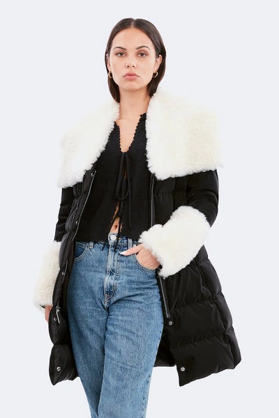 DAWN LEVY XENA SHEARLING PUFFER COAT 