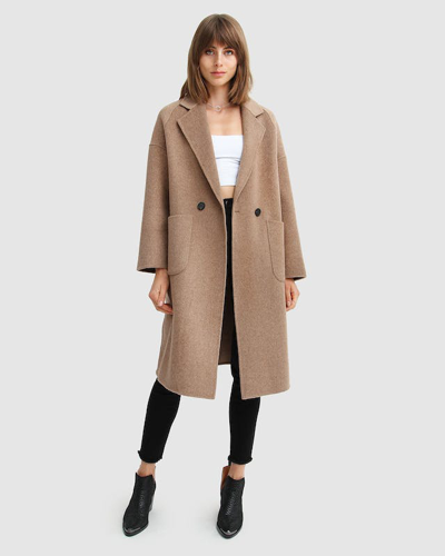Belle & Bloom Publisher Double-breasted Wool Blend Coat In Oat