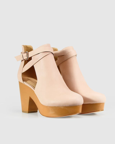 Belle & Bloom Fearless Clog Ankle Boot - Blush In Gold