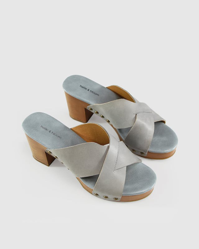 Belle & Bloom Midtown Clog Mule - Stonewash Blue In Grey