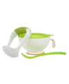 NUBY GARDEN FRESH MASH N' FEED BOWL WITH SPOON AND FOOD MASHER, WHITE/GREEN