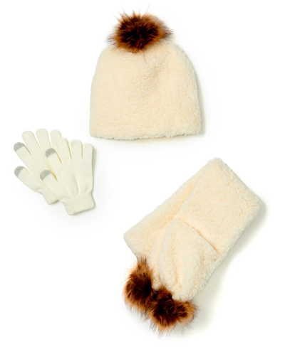 Inmocean Sherpa Hat With Gloves And Scarf Set, 3 Piece In Ivory