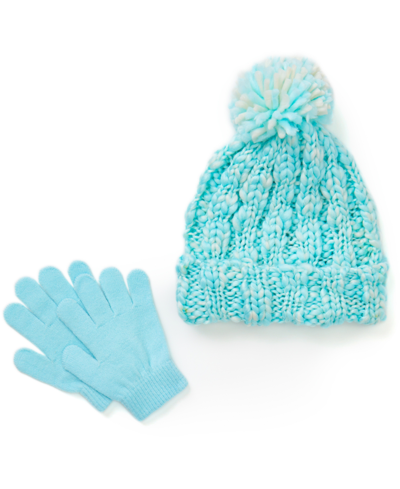Inmocean Chunky Knit Hat And Glove Set, 2 Piece In Blue