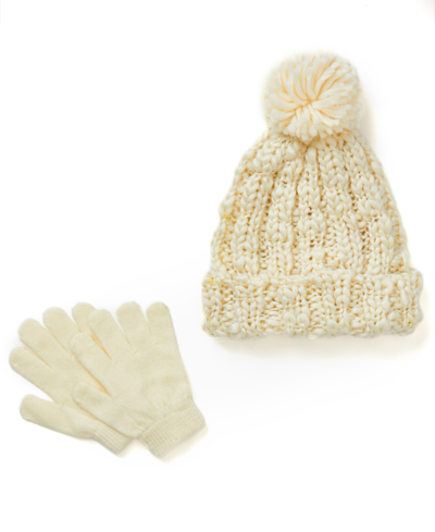 Inmocean Chunky Knit Hat And Glove Set, 2 Piece In Ivory