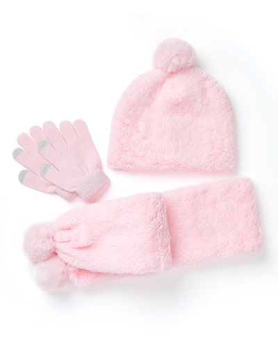 Inmocean Sherpa Hat With Gloves And Scarf Set, 3 Piece In Pink