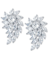 Arabella Cubic Zirconia Cluster Drop Earrings In Sterling Silver In Sterling Silver