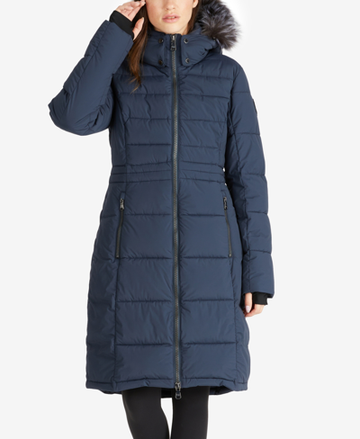 Pajar Women's Jupiter Stretch Long Quilted Puffer In Navy