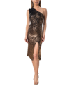 Dress The Population Palmer One-shoulder Sequin Dress In Gold Multi