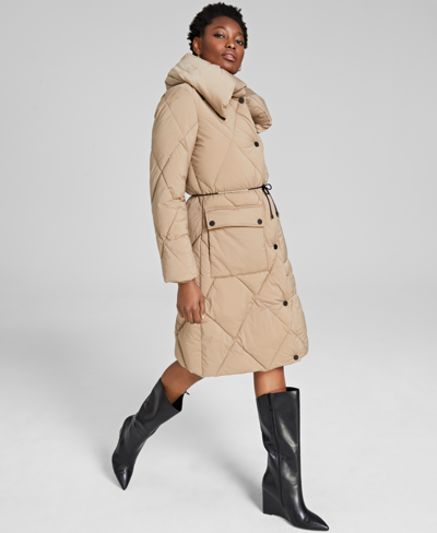 DKNY WOMEN'S PILLOW-COLLAR DRAWSTRING PUFFER COAT 
