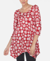 WHITE MARK WOMEN'S PRINTED GEOMETRIC CIRCLE TUNIC TOP