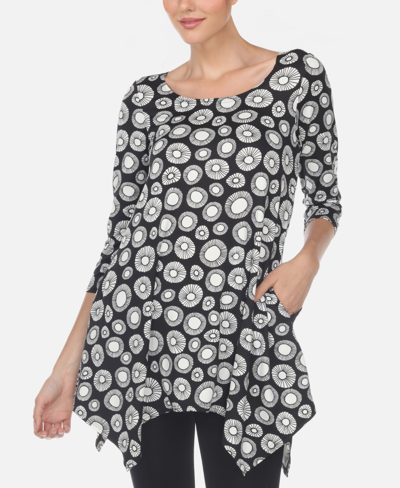 White Mark Women's Printed Geometric Circle Tunic Top In Black