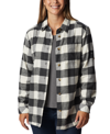 Columbia Plus Size Holly Hideaway Cotton Checked Flannel Tunic Shirt In Shark Buffalo Check