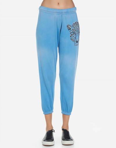Lauren Moshi Alana Heart Leopard Sweatpant In Faded Riptide