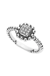 LAGOS CAVIAR SPARK DIAMOND SQUARE RING,02-80585-DD8