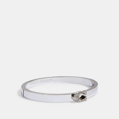 Coach Outlet Pave Signature Hinged Bangle In White