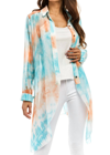 ADORE Sheer Button Down Duster in A Watercolor Mix