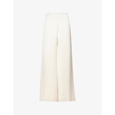 Camilla And Marc Tilly Wide-leg High-rise Satin Trousers In Cream