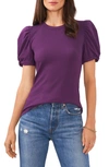 1.state Puff Sleeve Rib Knit T-shirt In Plum Purple