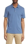 Vince Regular Fit Garment Dyed Cotton Polo Shirt In Smoke Blue