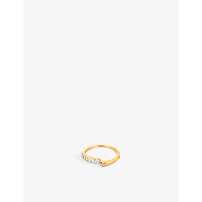 Astrid & Miyu Orbit Rhodium-plated Recycled Sterling-silver Ring In Gold
