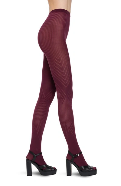 Wolford Bodyline Geometric Tights In Port Royale