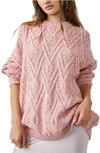 Free People Isla Cable Stitch Tunic Sweater In Rose