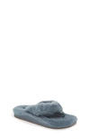 Olukai Kipea Heu Genuine Shearling Slide Sandal In Blue