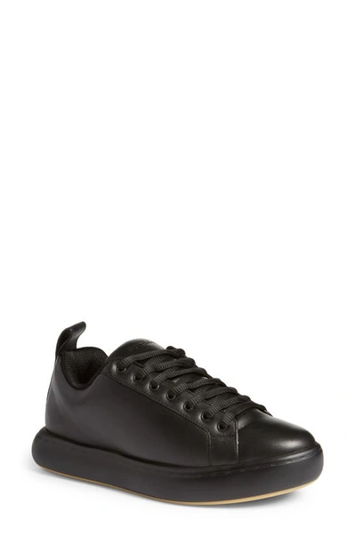 Bottega Veneta Pillow Lace-up Calfskin Trainer In Black