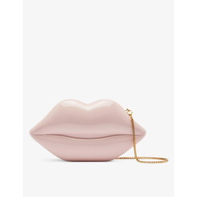 Lulu Guinness Lips Acrylic Clutch Bag In Blush