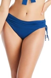 Bleu By Rod Beattie All Tied Up Shirred Hipster Bikini Bottoms In Navy