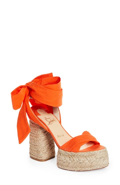 Christian Louboutin Mariza Du Desert Espadrille Sandal In Orange/naturel
