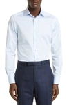 Zegna Microstripe Trecapi Cotton Button-up Shirt In Blue