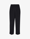 WHISTLES WHISTLES WOMEN'S BLACK WIDE-LEG CROPPED RECYCLED-POLYESTER TROUSERS,61763525