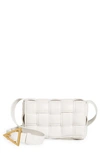 Bottega Veneta Small Padded Cassette Intrecciato Leather Crossbody Bag In White-gold