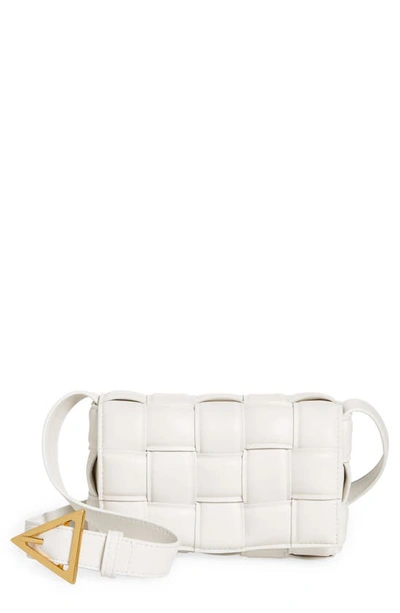 Bottega Veneta Small Padded Cassette Intrecciato Leather Crossbody Bag In White-gold