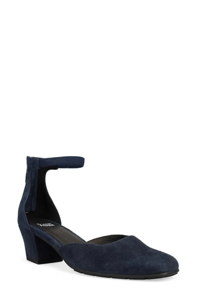 Eileen Fisher Veery Suede Ankle-cuff Pumps In Midnight