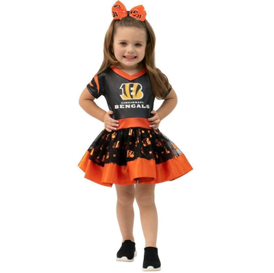Jerry Leigh Kids' Girls Toddler Black Cincinnati Bengals Tutu Tailgate Game Day V-neck Costume