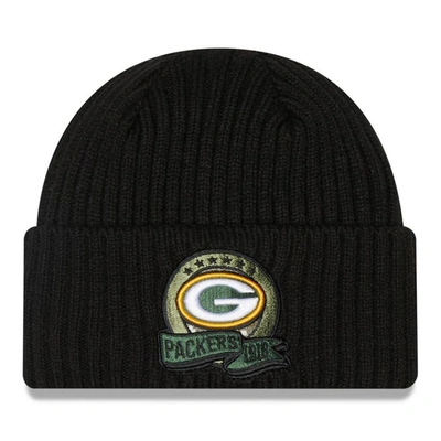 NEW ERA YOUTH NEW ERA BLACK GREEN BAY PACKERS 2022 SALUTE TO SERVICE KNIT HAT