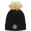 New Era Black Atlanta United Fc Snowy Cuffed Knit Hat With Pom In Black